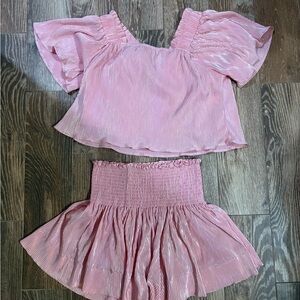 Queen of Sparkles light Pink Two-Piece Top and Shorts Set- M top- L shorts.